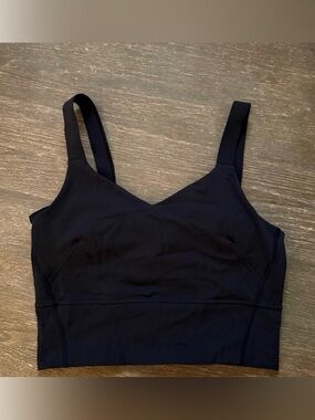 Lululemon Black Cropped Tank with Shelf Bra Size 8